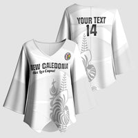 Custom New Caledonia Football Kimono Sleeve Blouse Allez Les Cagous White Version - Polynesian Pride