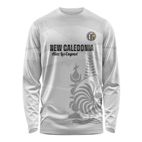Custom New Caledonia Football Long Sleeve Shirt Allez Les Cagous White Version - Polynesian Pride