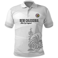Custom New Caledonia Football Polo Shirt Allez Les Cagous White Version - Polynesian Pride
