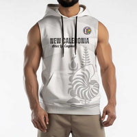 Custom New Caledonia Football Sleeveless Hoodie Allez Les Cagous White Version LT14 - Polynesian Pride