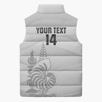 Custom New Caledonia Football Sleeveless Puffer Jacket Allez Les Cagous White Version - Polynesian Pride