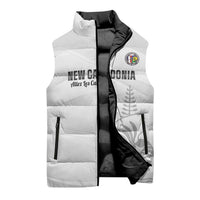 Custom New Caledonia Football Sleeveless Puffer Jacket Allez Les Cagous White Version - Polynesian Pride