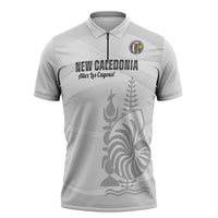 Custom New Caledonia Football Zipper Polo Shirt Allez Les Cagous White Version - Polynesian Pride