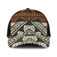 Bula Fiji Tapa Baseball Net Cap Fijian Masi Vintage Vibes LT14 One Size Black Brown - Polynesian Pride