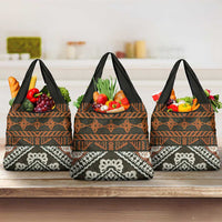 Bula Fiji Tapa Grocery Bag Fijian Masi Vintage Vibes LT14 3-pack One Size Brown - Polynesian Pride