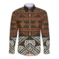 Bula Fiji Tapa Long Sleeve Button Shirt Fijian Masi Vintage Vibes - Polynesian Pride