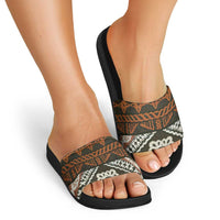Bula Fiji Tapa Slide Sandals Fijian Masi Vintage Vibes LT14 - Polynesian Pride