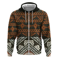 Bula Fiji Tapa Zip Hoodie Fijian Masi Vintage Vibes - Polynesian Pride