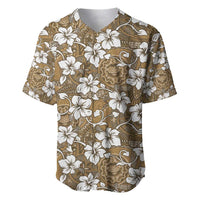Kuvui Bula Fiji Baseball Jersey Fijian Tapa Seamless Hibiscus LT14 Brown - Polynesian Pride