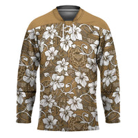 Kuvui Bula Fiji Hockey Jersey Fijian Tapa Seamless Hibiscus LT14 Unisex Brown - Polynesian Pride