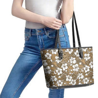 Kuvui Bula Fiji Leather Tote Bag Fijian Tapa Seamless Hibiscus LT14 - Polynesian Pride