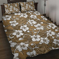Kuvui Bula Fiji Quilt Bed Set Fijian Tapa Seamless Hibiscus LT14 Brown - Polynesian Pride