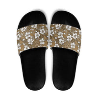 Kuvui Bula Fiji Slide Sandals Fijian Tapa Seamless Hibiscus LT14 Brown - Polynesian Pride