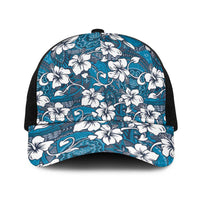 Karakarawa Bula Fiji Baseball Net Cap Fijian Tapa Seamless Hibiscus LT14 One Size Black Blue - Polynesian Pride