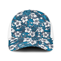 Karakarawa Bula Fiji Baseball Net Cap Fijian Tapa Seamless Hibiscus LT14 One Size White Blue - Polynesian Pride