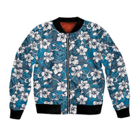Karakarawa Bula Fiji Bomber Jacket Fijian Tapa Seamless Hibiscus LT14 Unisex Blue - Polynesian Pride
