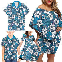 Karakarawa Bula Fiji Family Matching Off Shoulder Short Dress and Hawaiian Shirt Fijian Tapa Seamless Hibiscus - Polynesian Pride