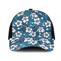 Karakarawa Bula Fiji Mesh Trucker Cap Fijian Tapa Seamless Hibiscus LT14 One Size Black Blue - Polynesian Pride