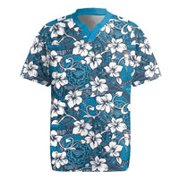 Karakarawa Bula Fiji Rugby Jersey Fijian Tapa Seamless Hibiscus LT14 Blue - Polynesian Pride