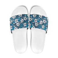 Karakarawa Bula Fiji Slide Sandals Fijian Tapa Seamless Hibiscus LT14 Blue - Polynesian Pride
