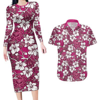 Piqi Bula Fiji Couples Matching Long Sleeve Bodycon Dress and Hawaiian Shirt Fijian Tapa Seamless Hibiscus - Polynesian Pride