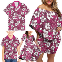 Piqi Bula Fiji Family Matching Off Shoulder Short Dress and Hawaiian Shirt Fijian Tapa Seamless Hibiscus - Polynesian Pride