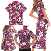 Piqi Bula Fiji Family Matching Short Sleeve Bodycon Dress and Hawaiian Shirt Fijian Tapa Seamless Hibiscus - Polynesian Pride