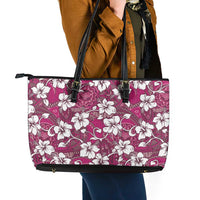 Piqi Bula Fiji Leather Tote Bag Fijian Tapa Seamless Hibiscus LT14 - Polynesian Pride