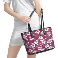 Piqi Bula Fiji Leather Tote Bag Fijian Tapa Seamless Hibiscus LT14 - Polynesian Pride
