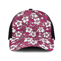 Piqi Bula Fiji Mesh Trucker Cap Fijian Tapa Seamless Hibiscus LT14 One Size Black Pink - Polynesian Pride