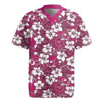 Piqi Bula Fiji Rugby Jersey Fijian Tapa Seamless Hibiscus LT14 Pink - Polynesian Pride