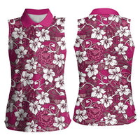 Piqi Bula Fiji Women Sleeveless Polo Shirt Fijian Tapa Seamless Hibiscus - Polynesian Pride