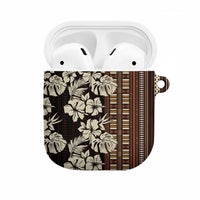 Bula Fiji Masi AirPods Case Tapa Tropical Hibiscus Half Stylized LT14 Brown - Polynesian Pride