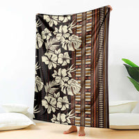 Bula Fiji Masi Blanket Tapa Tropical Hibiscus Half Stylized - Polynesian Pride