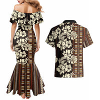 Bula Fiji Masi Couples Matching Mermaid Dress and Hawaiian Shirt Tapa Tropical Hibiscus Half Stylized - Polynesian Pride