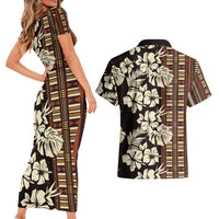 Bula Fiji Masi Couples Matching Short Sleeve Bodycon Dress and Hawaiian Shirt Tapa Tropical Hibiscus Half Stylized - Polynesian Pride
