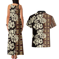 Bula Fiji Masi Couples Matching Tank Maxi Dress and Hawaiian Shirt Tapa Tropical Hibiscus Half Stylized - Polynesian Pride