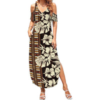 Bula Fiji Masi Family Matching Summer Maxi Dress and Hawaiian Shirt Tapa Tropical Hibiscus Half Stylized - Polynesian Pride