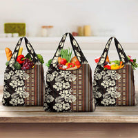 Bula Fiji Masi Grocery Bag Tapa Tropical Hibiscus Half Stylized LT14 3-pack One Size Brown - Polynesian Pride