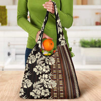 Bula Fiji Masi Grocery Bag Tapa Tropical Hibiscus Half Stylized LT14 - Polynesian Pride