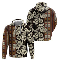 Bula Fiji Masi Hoodie Tapa Tropical Hibiscus Half Stylized - Polynesian Pride