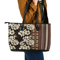 Bula Fiji Masi Leather Tote Bag Tapa Tropical Hibiscus Half Stylized LT14 - Polynesian Pride