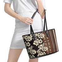 Bula Fiji Masi Leather Tote Bag Tapa Tropical Hibiscus Half Stylized LT14 - Polynesian Pride