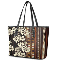 Bula Fiji Masi Leather Tote Bag Tapa Tropical Hibiscus Half Stylized LT14 - Polynesian Pride