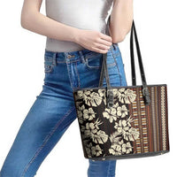 Bula Fiji Masi Leather Tote Bag Tapa Tropical Hibiscus Half Stylized LT14 - Polynesian Pride