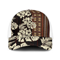 Bula Fiji Masi Mesh Trucker Cap Tapa Tropical Hibiscus Half Stylized - Polynesian Pride
