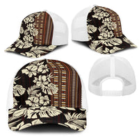 Bula Fiji Masi Mesh Trucker Cap Tapa Tropical Hibiscus Half Stylized LT14 - Polynesian Pride