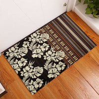 Bula Fiji Masi Rubber Doormat Tapa Tropical Hibiscus Half Stylized - Polynesian Pride