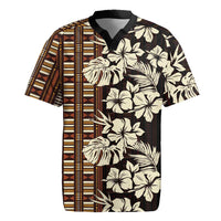 Bula Fiji Masi Rugby Jersey Tapa Tropical Hibiscus Half Stylized - Polynesian Pride
