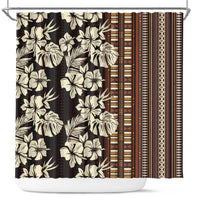 Bula Fiji Masi Shower Curtain Tapa Tropical Hibiscus Half Stylized - Polynesian Pride